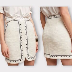 Dolan Left Coast Collection Women Tweed White Black Embroidered Mini Skirt Small